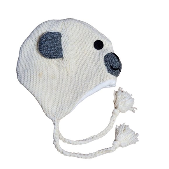 Wool Hat Polar Bear Design One Size White - Picture 2 of 5